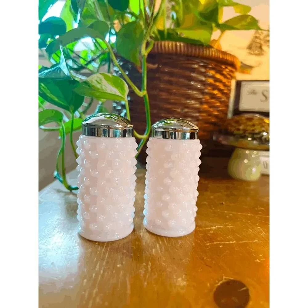 Crown Tuscan GiGi Hobnail Mosser Glass Salt and Pepper Shakers Made in USA